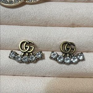 Elegant GG Gold and Silver Crystal Earrings